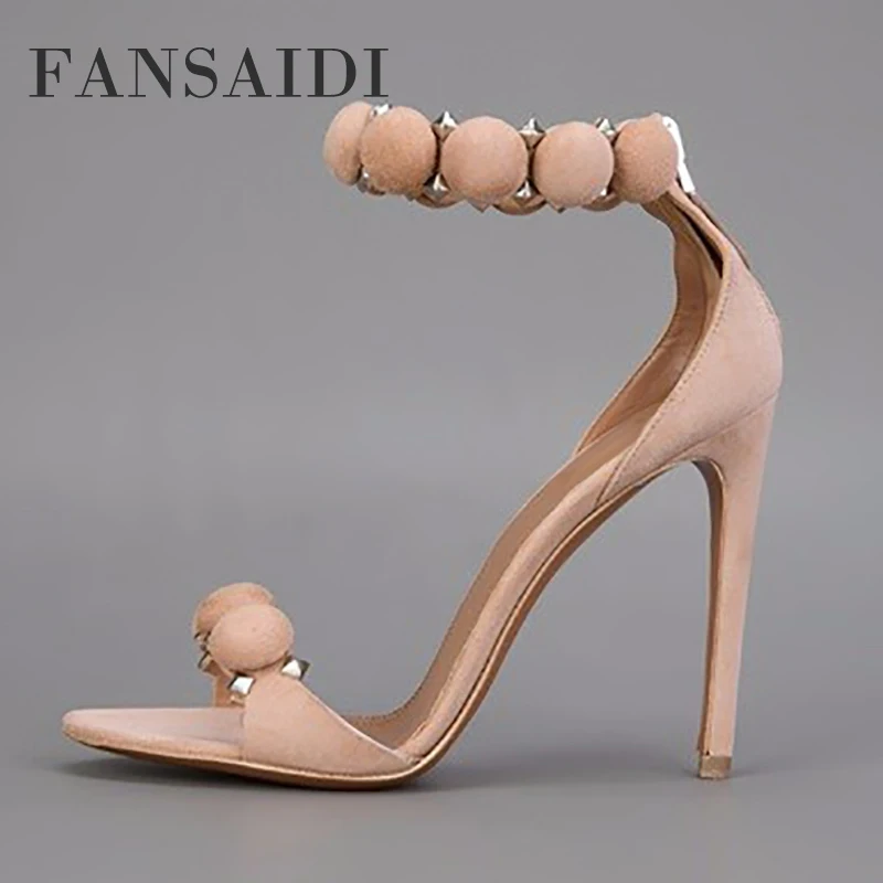 FANSAIDI 2022 Summer Women Clear Heels Apricot Burgundy Sandals Sexy Party Shoes Stilettos Heels  Big  Size 40 41 42 43 44 45 46