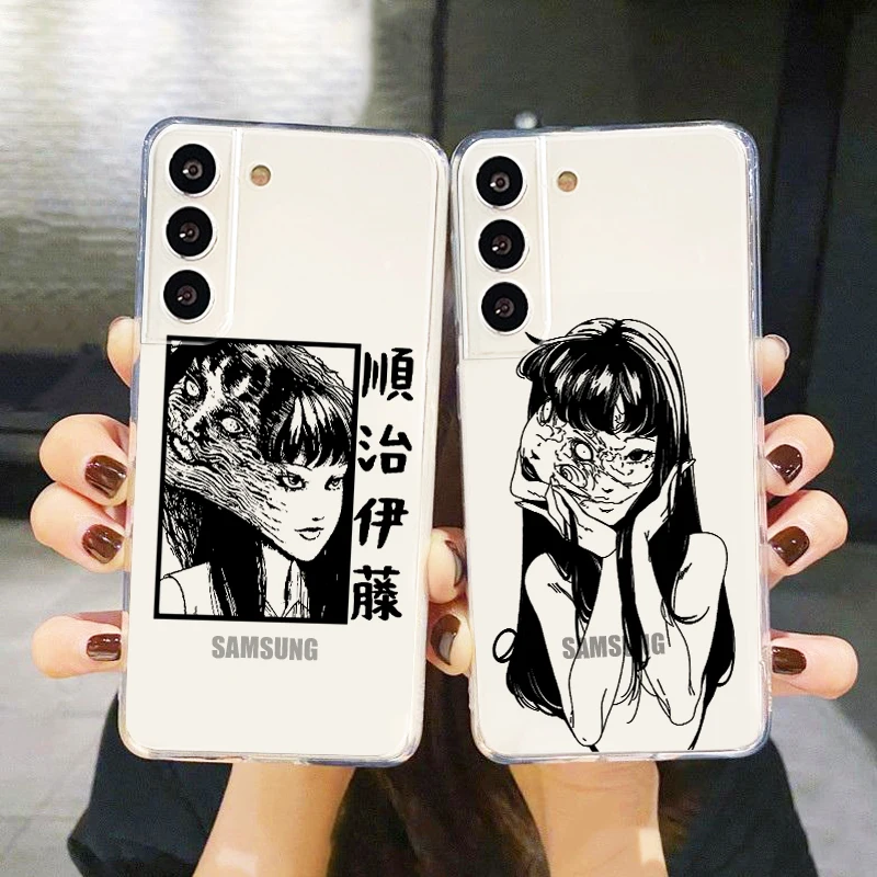 

Junji Ito Tomie Kawakami Phone Case For Samsung S23 S22 S21 S20 FE Ultra Pro Lite S10 5G S10E M52 Plus Transparent Cover