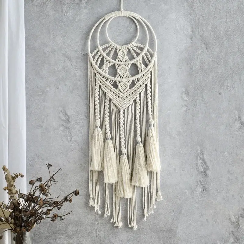 

Bohemian style wall decoration tapestry Hand woven cotton rope tassel drapery nordic home decor wall background decor tapestry