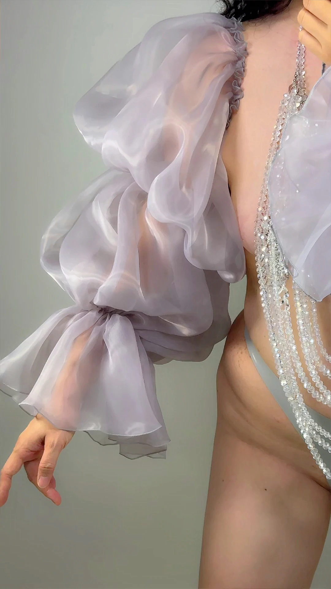 Серые свадебные перчатки из тюля с рукавами прозрачные без пальцев 100 см длинные