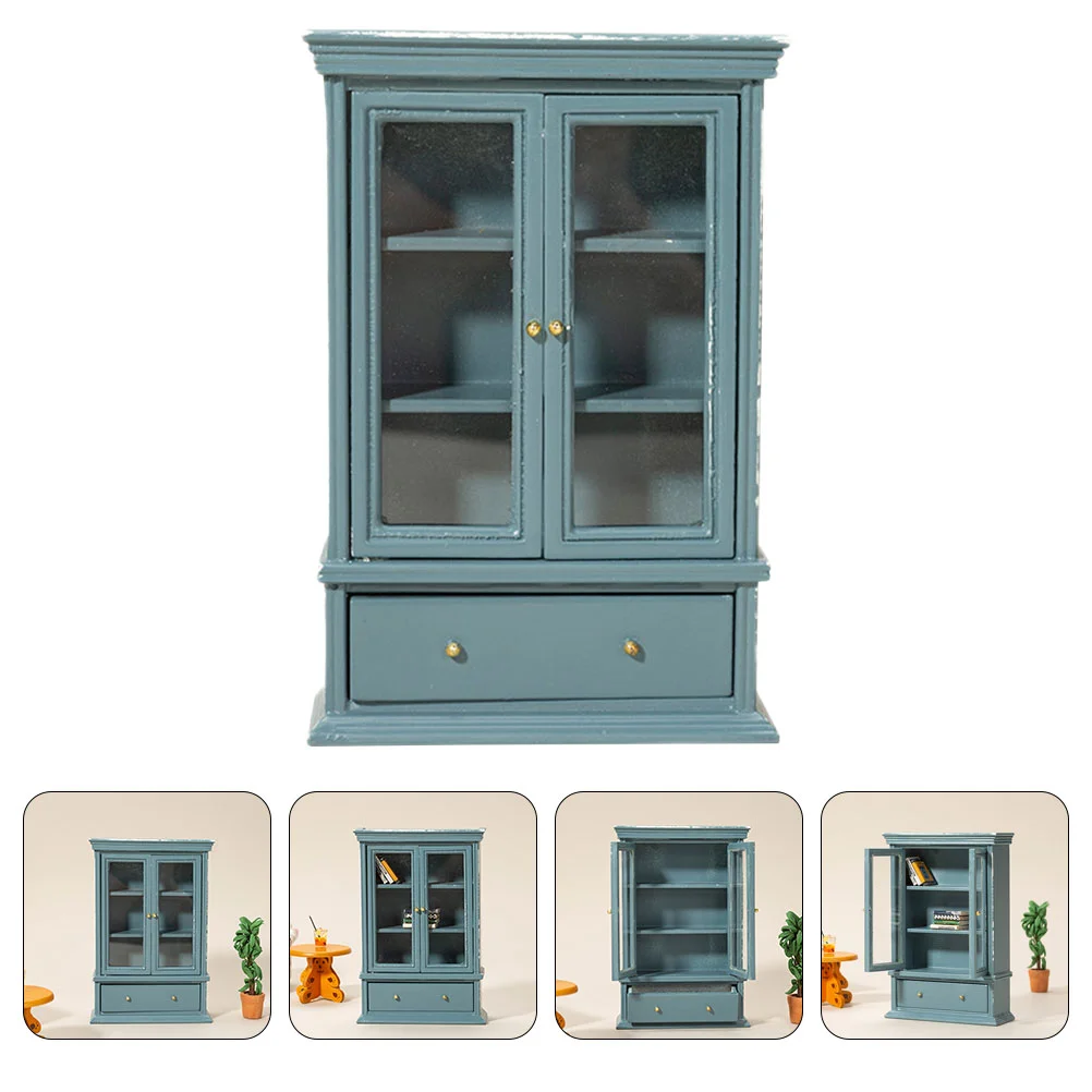 

Miniature Cabinet Mini Furniturehouse Wooden Model 12 1 Bookshelf Bookcase Diy Ornament Cupboard Wood Storage Supplies Play