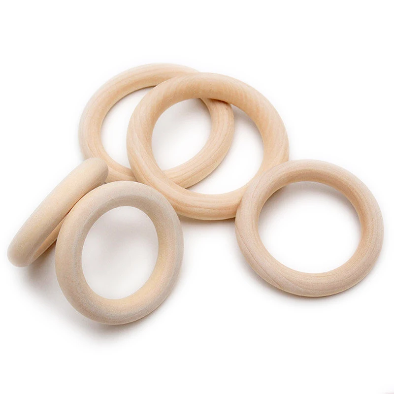 

20pcs 35mm Natural Wood Rings, Unfinished Solid Wooden Rings Circles Without Paint for Craft, Ring Pendant and Connectors