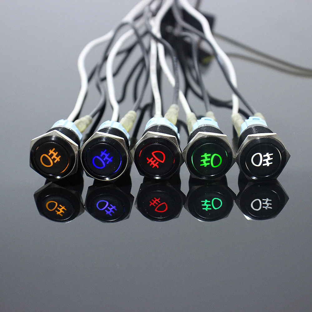 Fog lamp LED Momentary Reset Fixation locking waterproof 16mm 19mm Metal Push Button Switch 3V 5V 12V 24V 220Vsymbol customized |