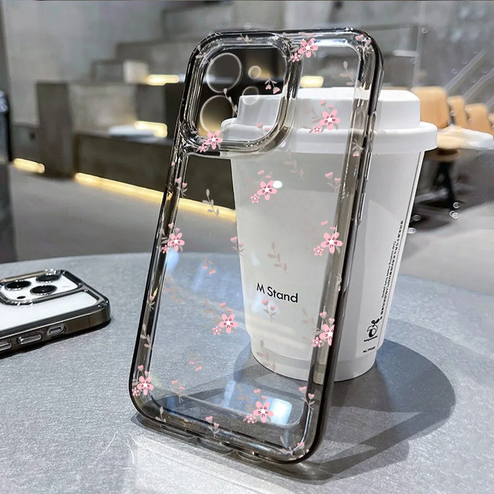 White Lotus Flower Phone Case For iPhone 13 11 12 14 15 16 Pro Max X R XS 7 8 SE 2020 Transparent Floral Cover Funda