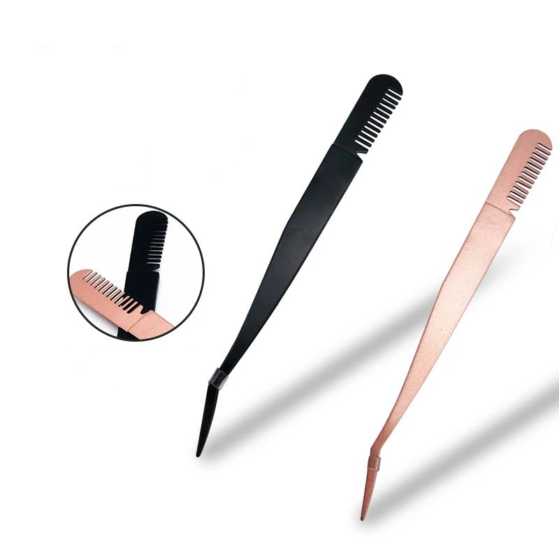 

False Eyelashes Tweezers with Comb Stainless Steel Superhard Tweezers High Precision Anti-static Tweezers for Eyelash Extensions
