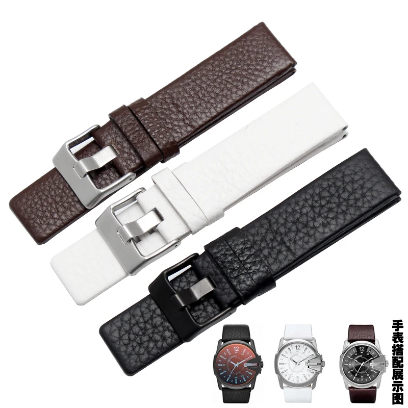 

22mm 24mm 26mm 28mm 30mm men's strap accessories black leather strap stainless steel buckle for Diesel DZ1116