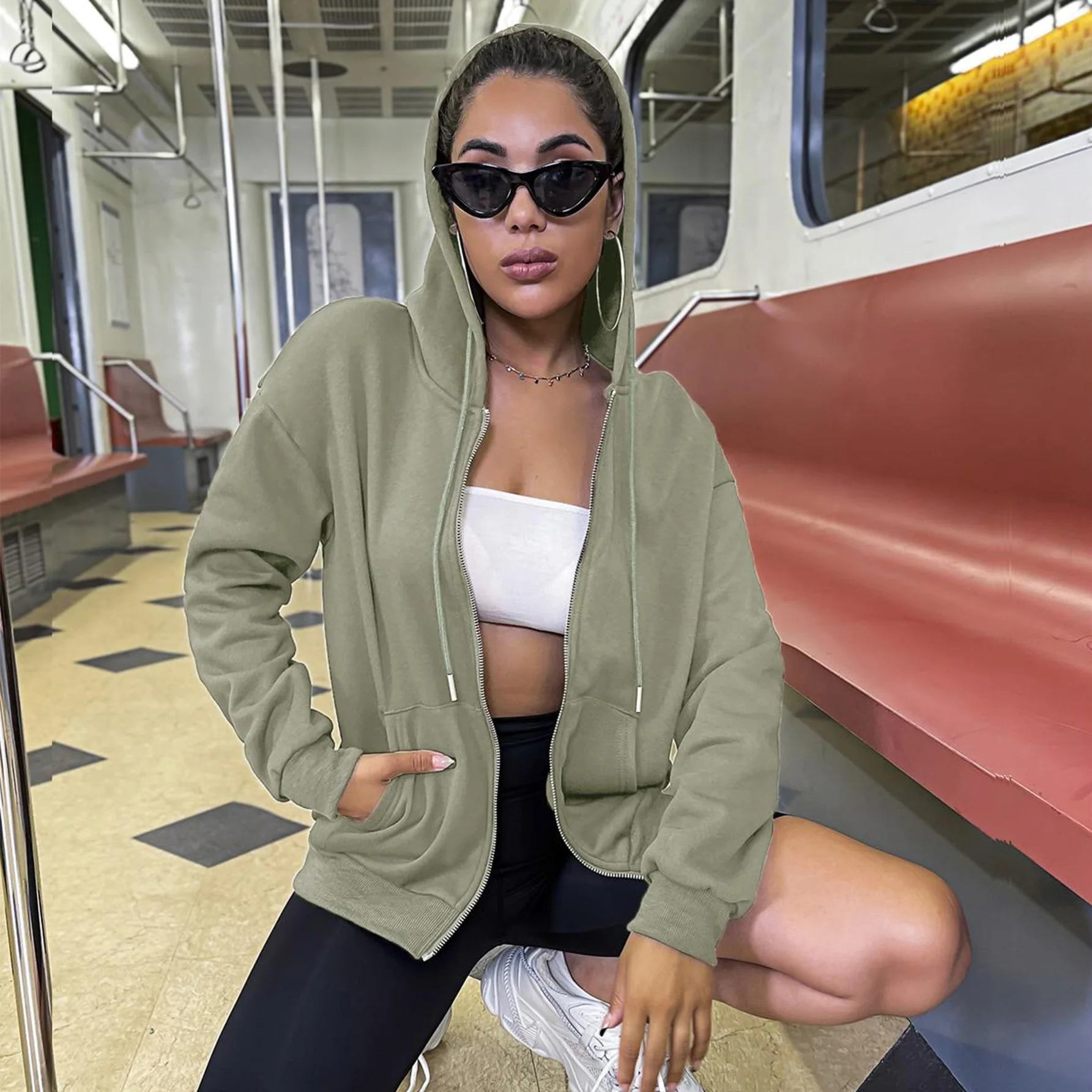 

Fall Long Sleeve Loose Zip Up Hoodie Women 2022 Sweatshirts Jackets Tops Casual Winter Clothes Winter Hoodies