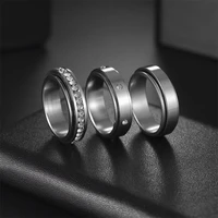 2022 european and american new diamond encrusted rotating jewelry 6mm ladies rotating decompression titanium steel ring ring