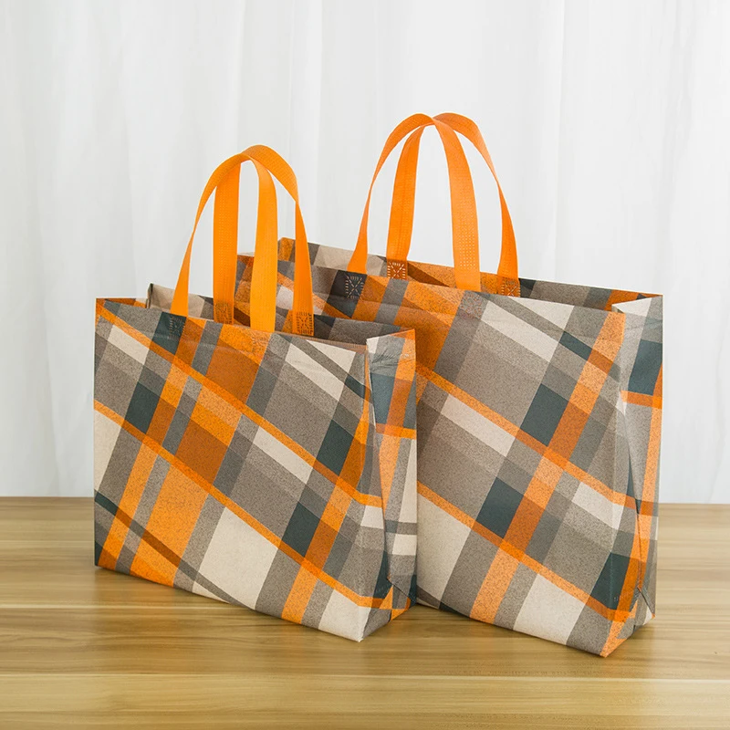 

Eco Bag Shopping Bag Tote Pouch Folding Bag Takeaway Packaging Bag Non-woven Fabric Storage Waterproof Film Grocery Bag Plaid