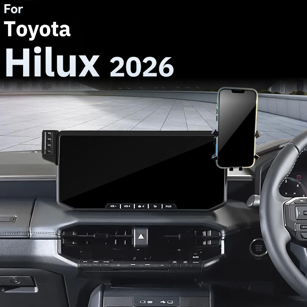 Фото Для Toyota Hilux 2026-2027: Двойное крепление для телефона с беспроводной зарядкой Qi, держатель для телефона 2-в-1, автомобильная подставка для телефона, зарядное устройство для телефона (для праворульных и леворульных авто) №4