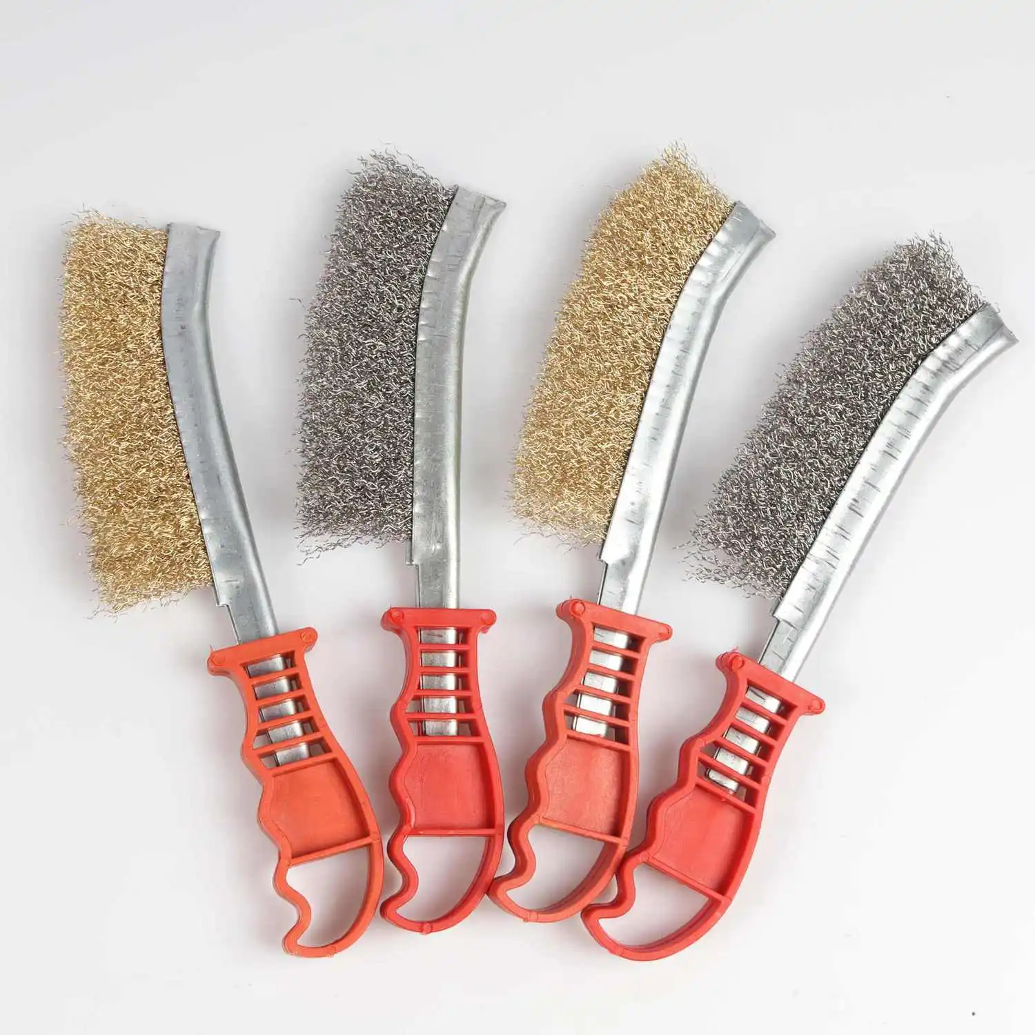 

2PCS Stainless steel wire brush plating copper wire brush cleaning aperture plastic handle barbecue iron brush clean