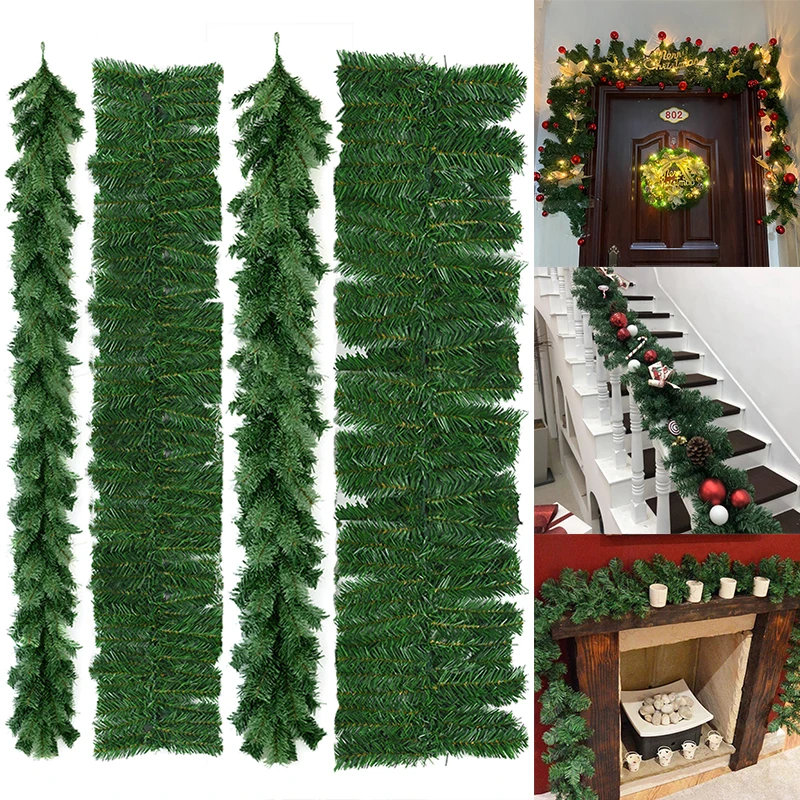 

2.7m Christmas Rattan Merry Christmas Tree Decoratio Green Artificial Pine Fir Wreath Simulation Needles Home Xmas Decor Navidad