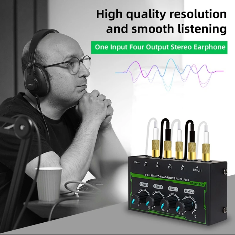 Headphone Amplifier 4 Channel Stereo Audio Mini Splitter For Live And Recording Studio