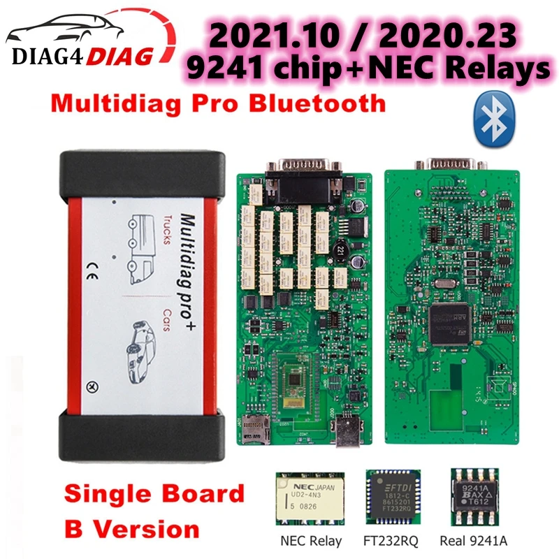 

Multidiag Pro+ VD150 Single PCB Board DS TCS NEC Relays 9241 Chip Bluetooth USB 2021.10 / V2020.23 Car/Truck Diagnostic Scanner