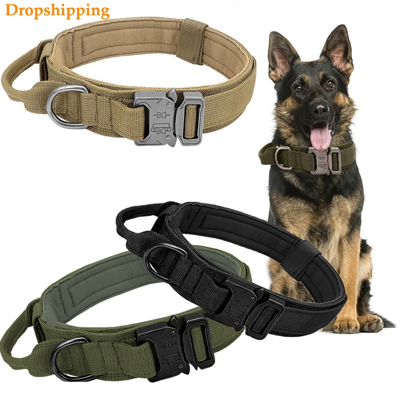 

Dropshipping Durable Tactical Dogs Collar Adjustable Military Pets Collars German Shepherd Training Medium Large Dog Accessories