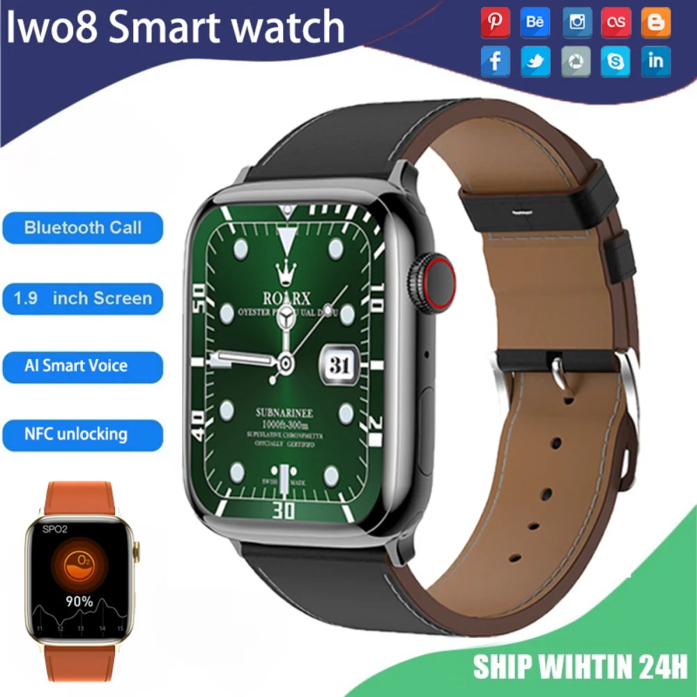

2023 New ECG+PPG Iwo8 Ultra Smart Watch Waterproof IP67 sports watch Bluetooth call fitness health monitoring watch men woman