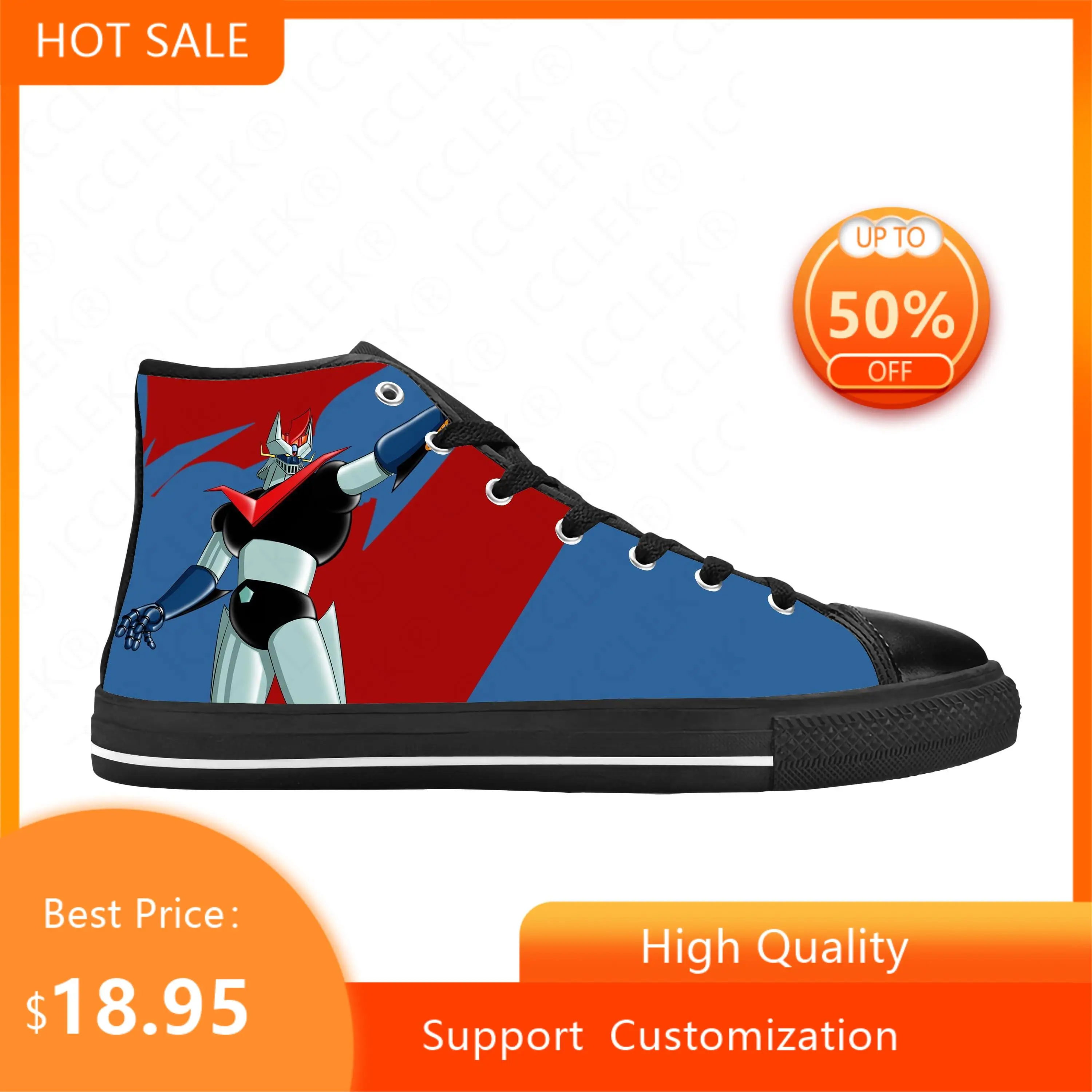 Кроссовки мужские/женские из ткани с высоким верхом и 3D-принтом