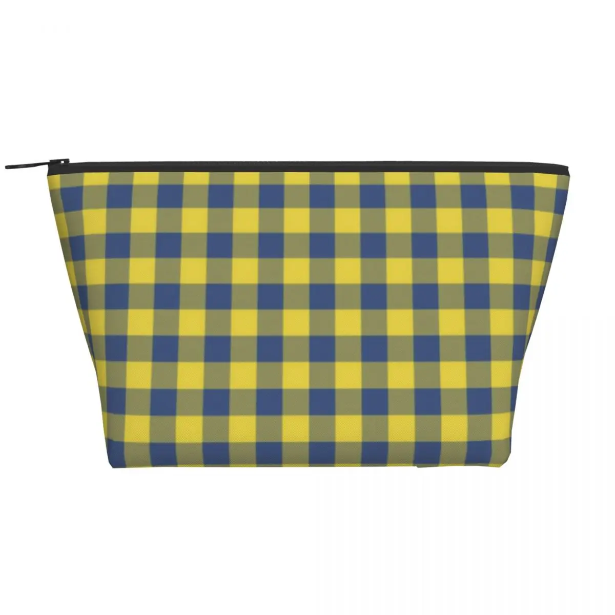 

Retro Buffalo Plaid Zip Storage Organizers Yellow Blue Checks Couples Makeup Bag For Necessaries Pack Cosmetic Bags
