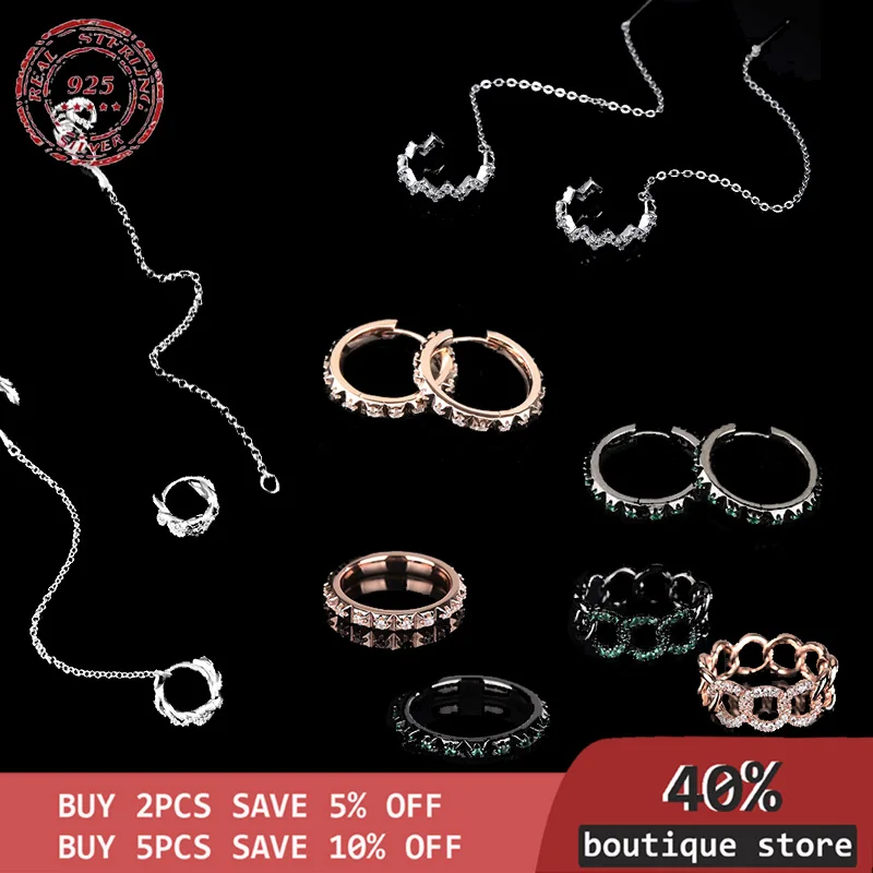 

S925 silver inlaid Sterling Silver geometric Lock Ring Earring Ring fashion wild personality ring logo Monaco jewelry