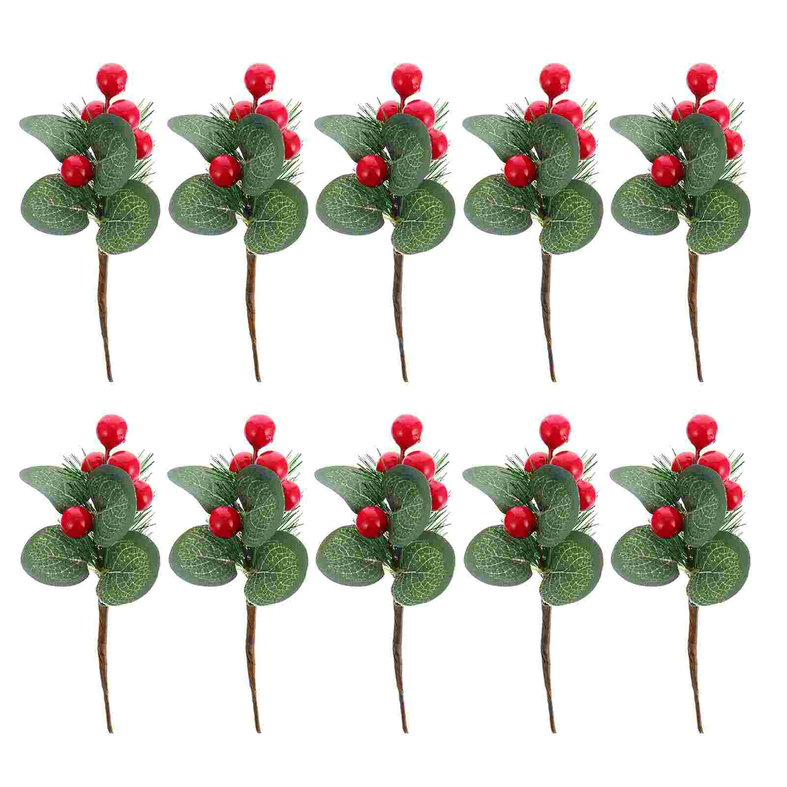 

Berry Artificial Picks Christmas Holly Stems Pine Red Bouquets Faux Tree Party Simulated Supplies Stem Branches