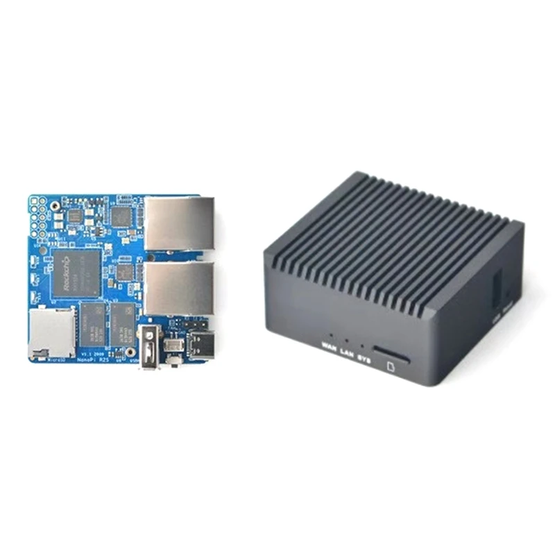 Фото Мини-роутер NanoPi R2S RK3328 с 1 ГБ DDR4 ОЗУ, металлическим корпусом с ЧПУ, двумя гигабитными портами и системой OpenWrt-A12I №3