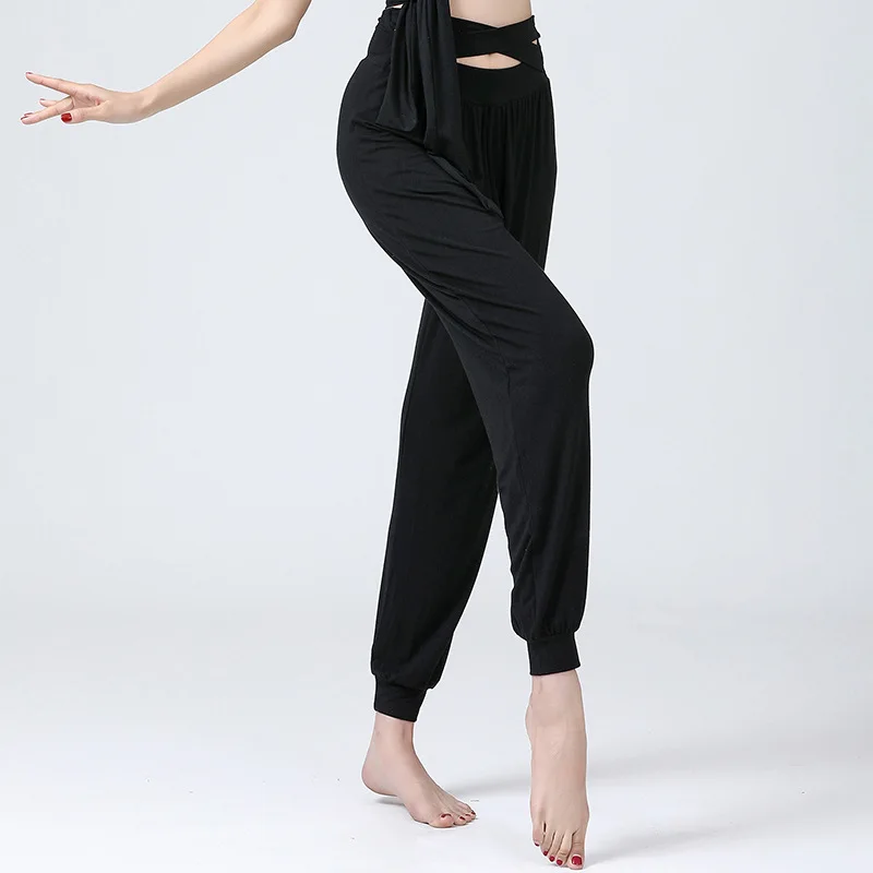 

1pcs/lot woman belly latin dancing solid pants lady yoga waltz training dancing modal dancing pants