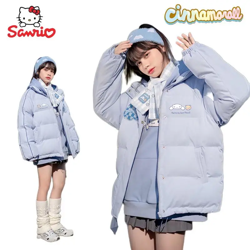 

Sanrio Cinnamoroll Cotton Clothes Cartoon Hellokitty Winter Student Cute Pompom Purin Kuromi Loose Thickening Warm Bread Coats