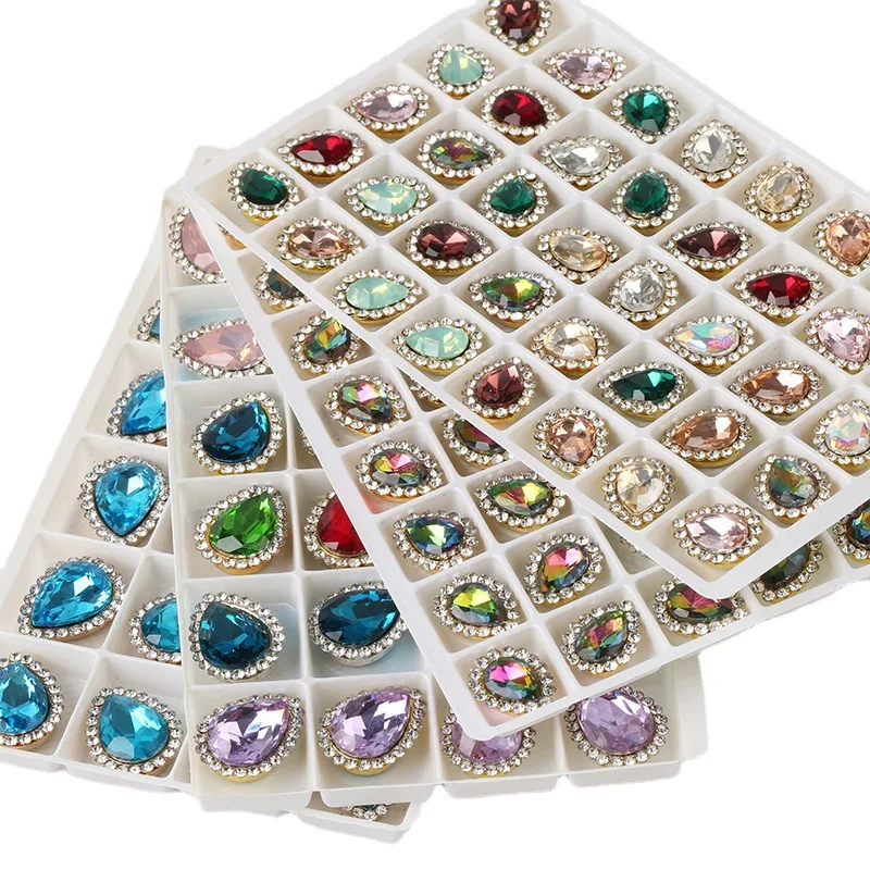

20PCS Luxury Zircon Nails Art Charms Peach Heart Water Drop Drill Nail Art Rhinestones Diamond Nail Supplies For Professional