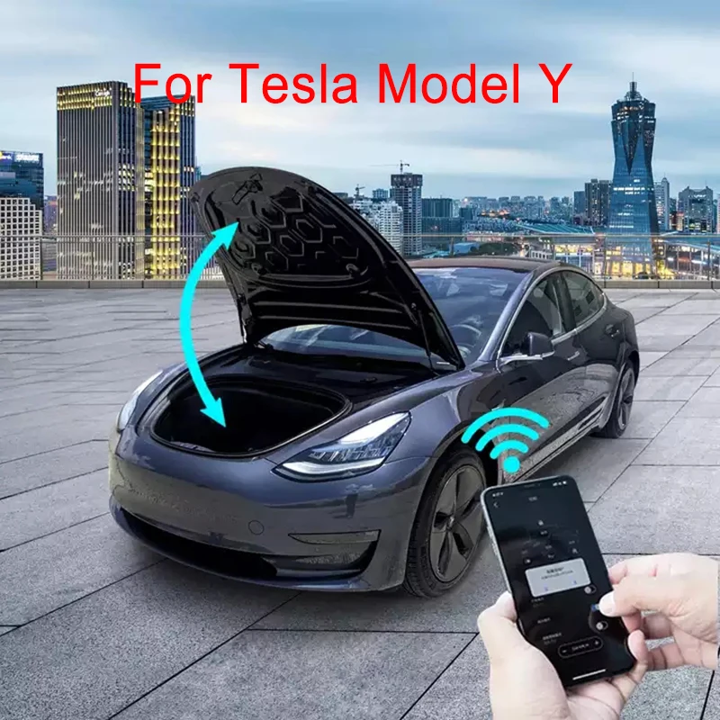 

Electric Front Tailgate For Tesla Model Y Car Modified Frunk Lift Automatic Power APP Control Waterproof Speed Adjutsable System