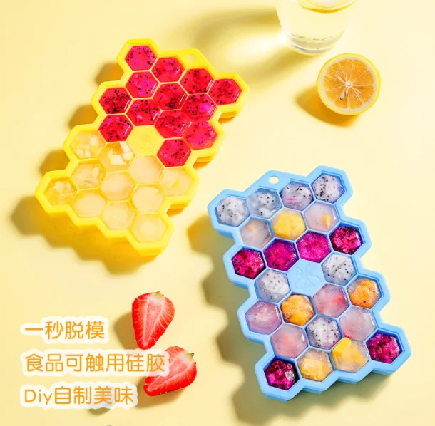 

37 Grid Honeycomb Ice Cube Silicone DIY Creative Fruit Ice Cubes Chocolate Pudding For Ice Kitchen Whiskey Cocktail Accessory