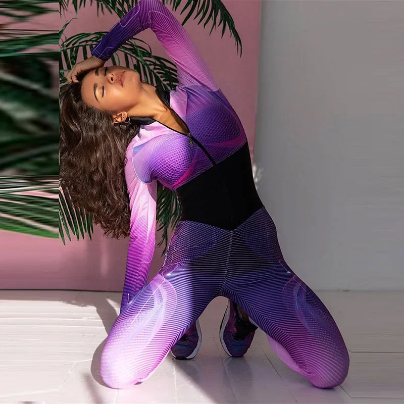 Женский Облегающий комбинезон gymdolphin спортивный цельный костюм на молнии с