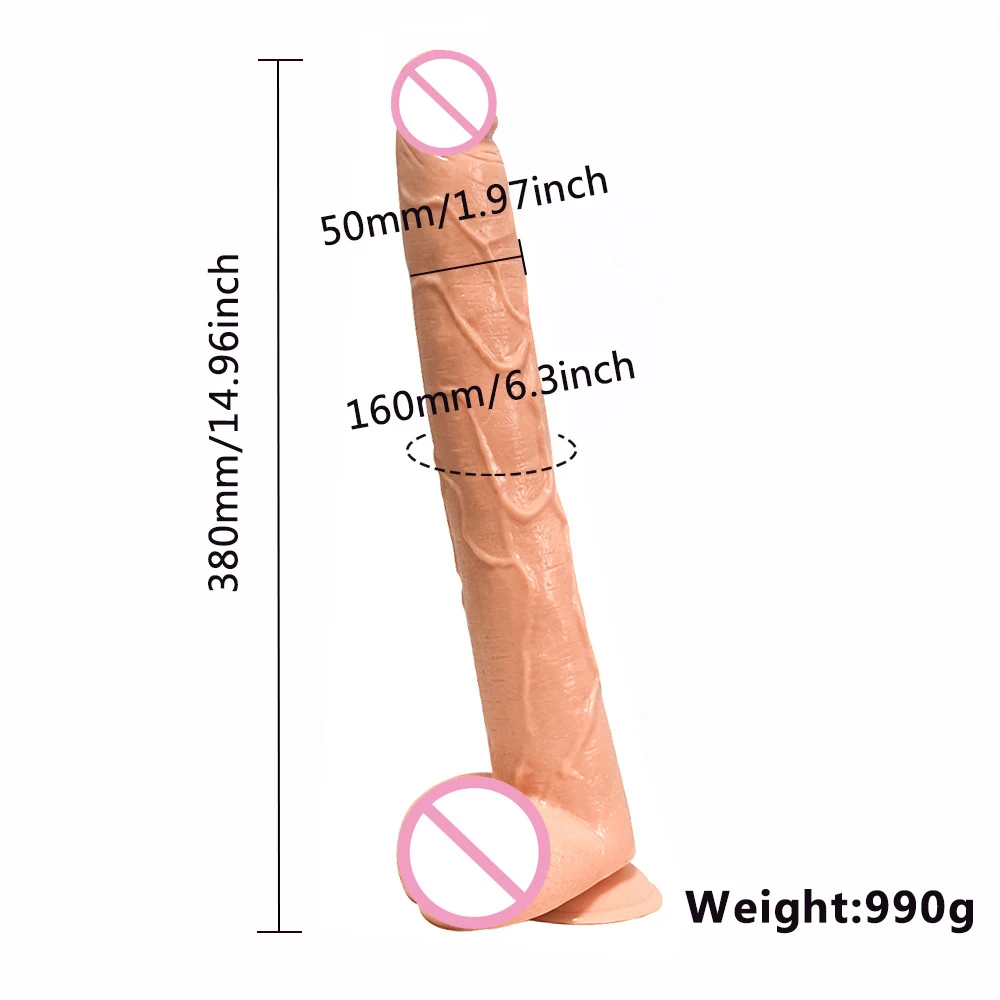 15-дюймовый фаллоимитатор из мягкого поливинилхлорида с присоской для женской