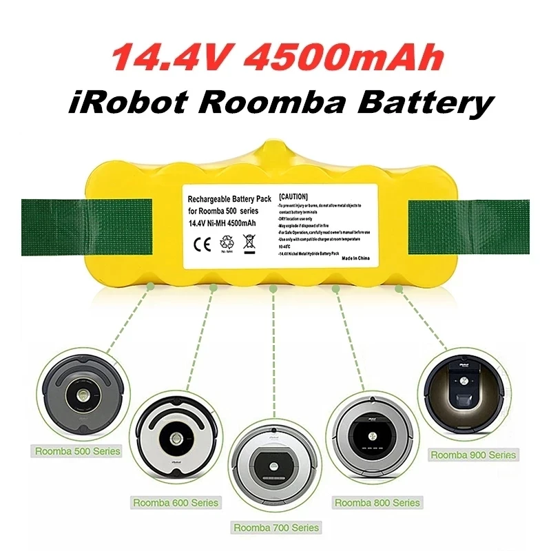 

100% Sweeper 18650 Li-ion 14.4V 9500Mah For Lrobot Roomba Vacuum Cleaner 500 530 570 580 600 630 650 700 Rechargeable Battery