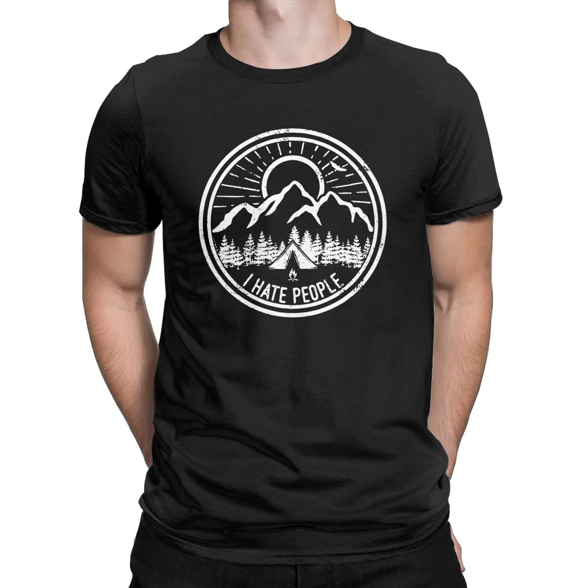 

Cool I Hate People Camping Lovers Mountain Climbing Hiking Gift T-Shirts for Men 100% Cotton T Shirt Tees 4XL 5XL Clothes