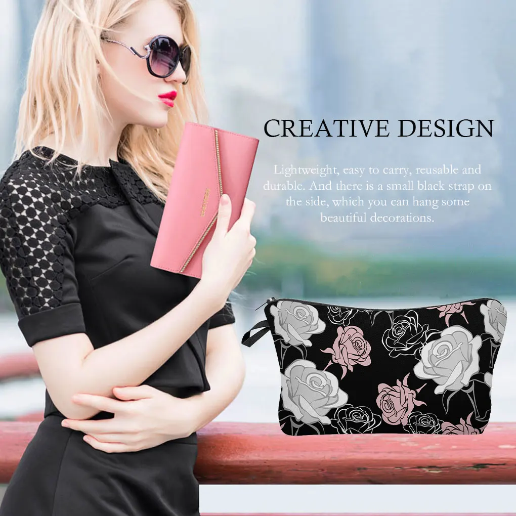 

Сумка для макияжа, изысканный многофункциональный карман на молнии с 3D принтом для помады, для путешествий, бытового магазина, отеля