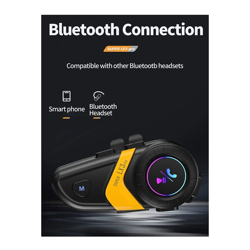 Bluetooth-гарнитура LX3PRO мотоциклетная Водонепроницаемая с поддержкой голосового