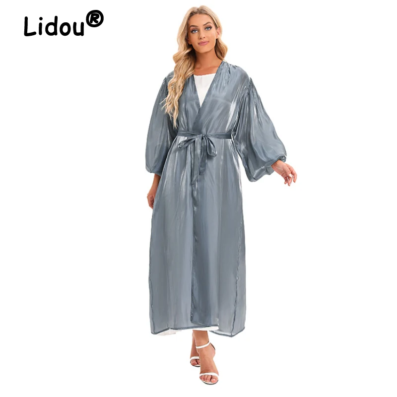 

2022 Ramadan Abayas for Women Solid Modest Women's Dress Abaya Woman Dubai Luxury African Dresses for Women Middle Eastern Abaya