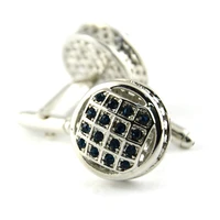 hollowed out diamond inlaid czech diamond studded round three dimensional cufflinks and sleeve nails