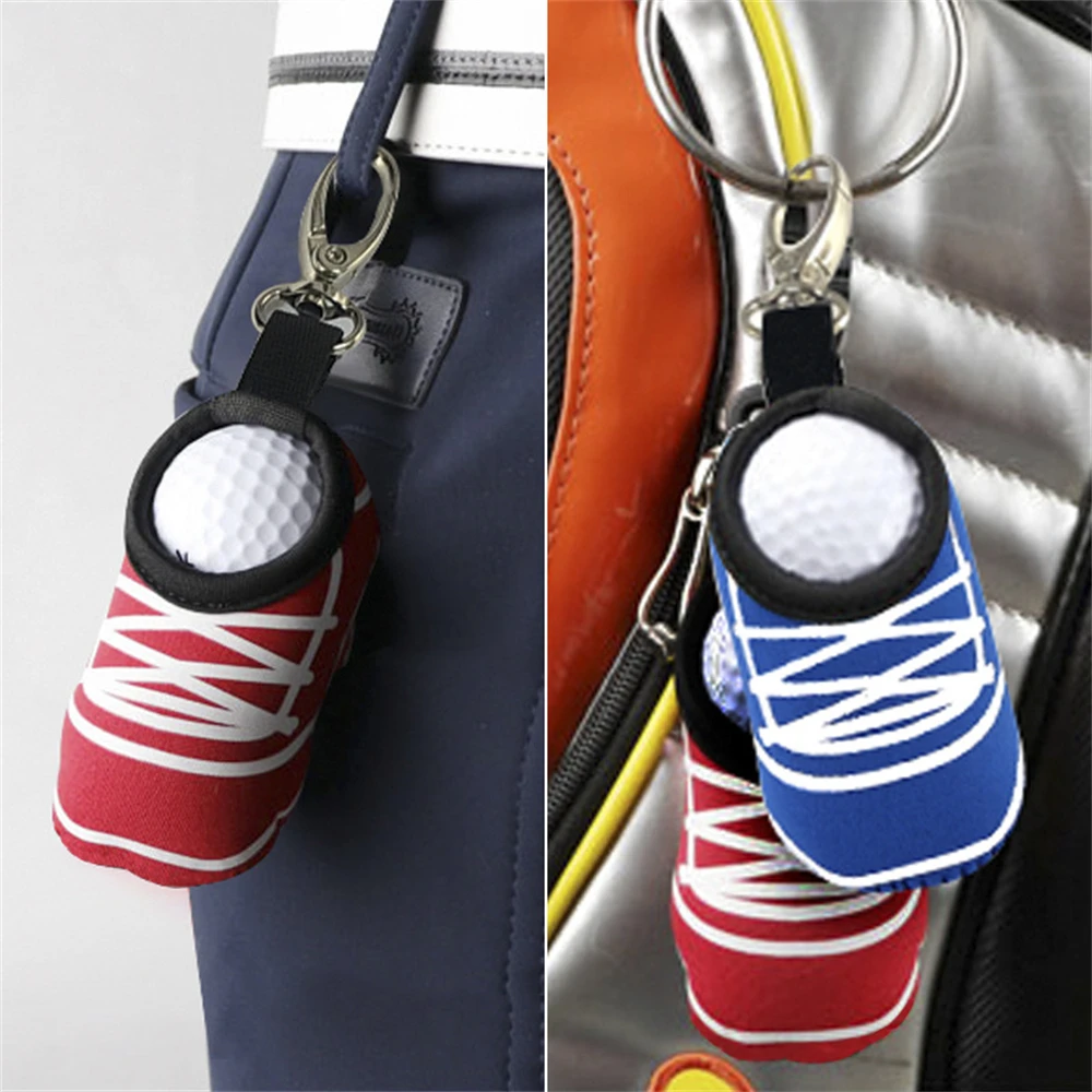 3 Pcs Mini Golf Ball Bag Diving Material Shoes Shape can Storage 2 Balls Portable Golf Waist Holder Bag with Buckle THANKSLEE