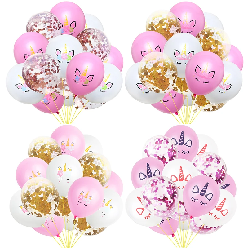 

15pcs 12inch Unicorn Party Balloons Confetti Latex Ballons Unicorn Birthday Party Decorations Kids Baby Shower Globos Supplies