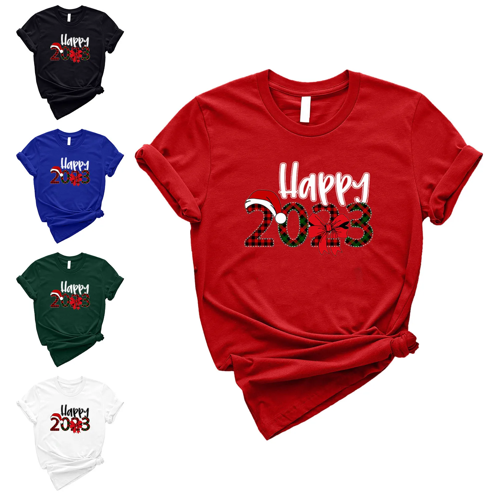 

Womens 2023 T Shirts Short Sleeves Round Neck New Year Tops Casual Tops Pullover Blouse Tee Tops Womens Long Sleeved T Shirts
