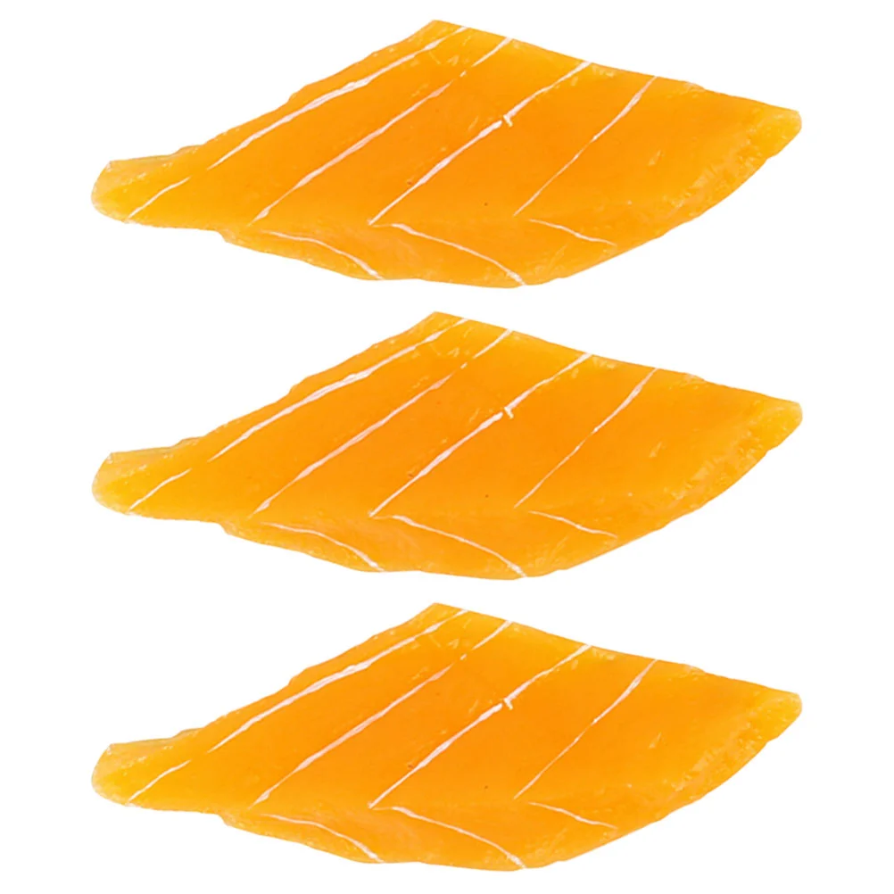 

3 Pcs Sushi Plate Salmon Model Scene Photography Props Table Top Decor Small Books Simulation Food Fillet Models Dining