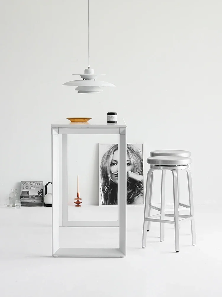 Круглый Барный стул из алюминиевого сплава металлический барный высокий