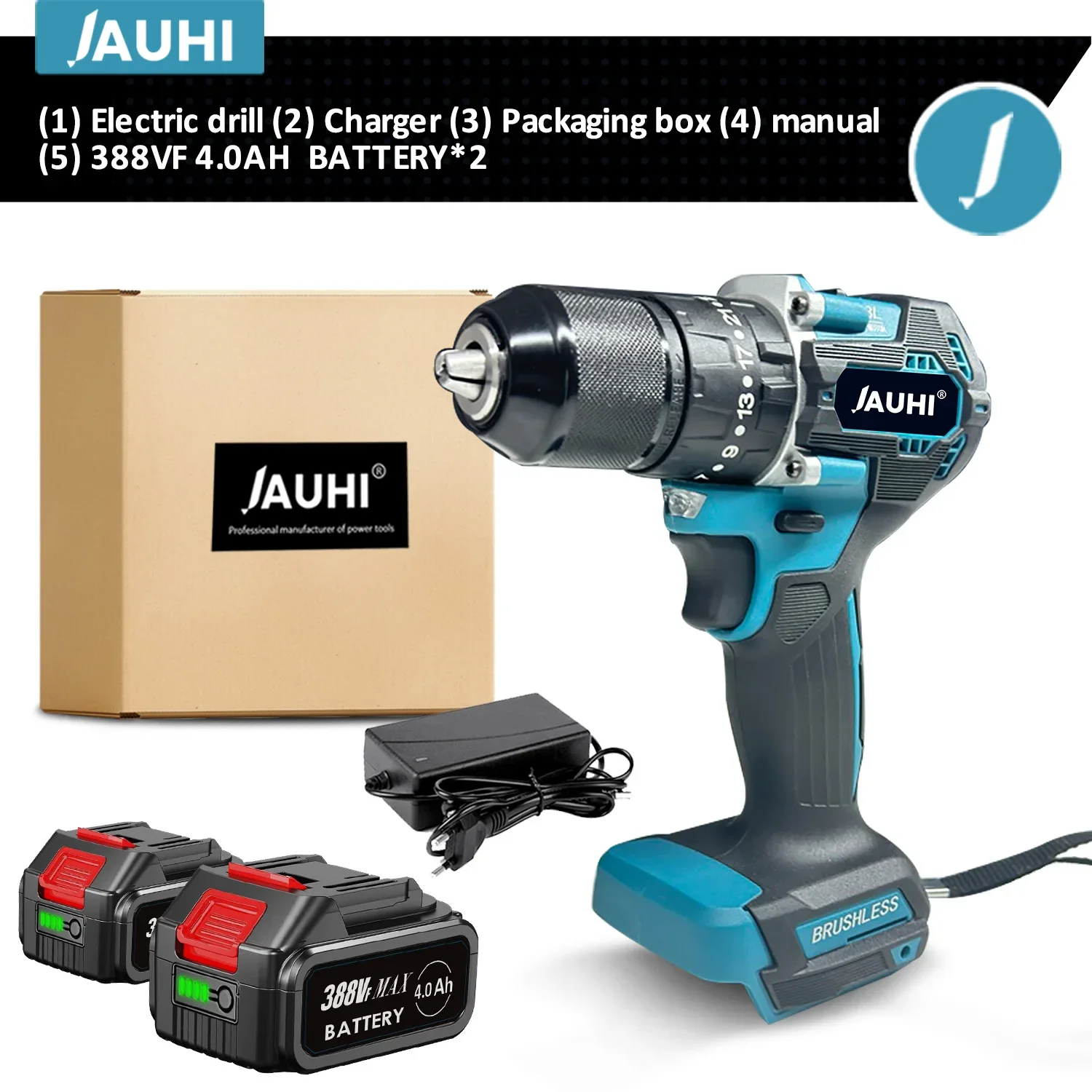 

Электрический шуруповерт JAUHI бесщеточный 35+3