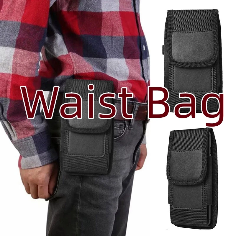 

Oxford Cloth Waist Bag For Men Women Hanging Waist Phone Pouch Black Fanny Pack Unisex Nylon Phone Storage Bag With Carabiner