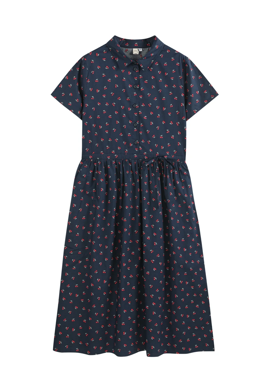 Новая хлопковая юбка-рубашка с принтом в стиле ретро литературное платье