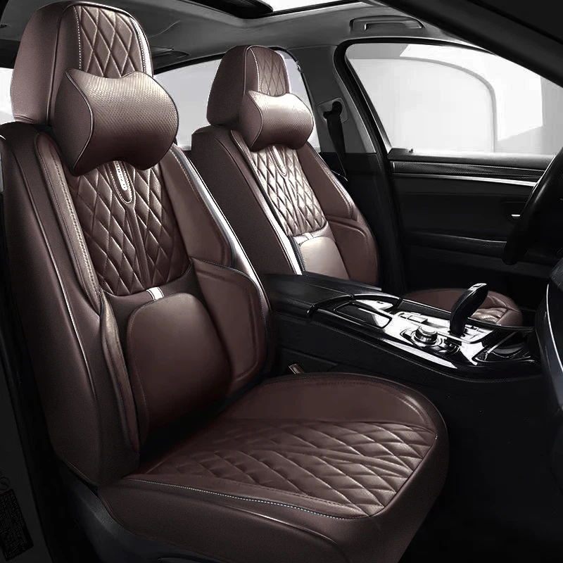 

Универсальные чехлы на автомобильные сиденья, полностью покрытые, прочная кожаная подушка на сиденье из наппа для внедорожника 90% седана, включает переднюю и заднюю крышку