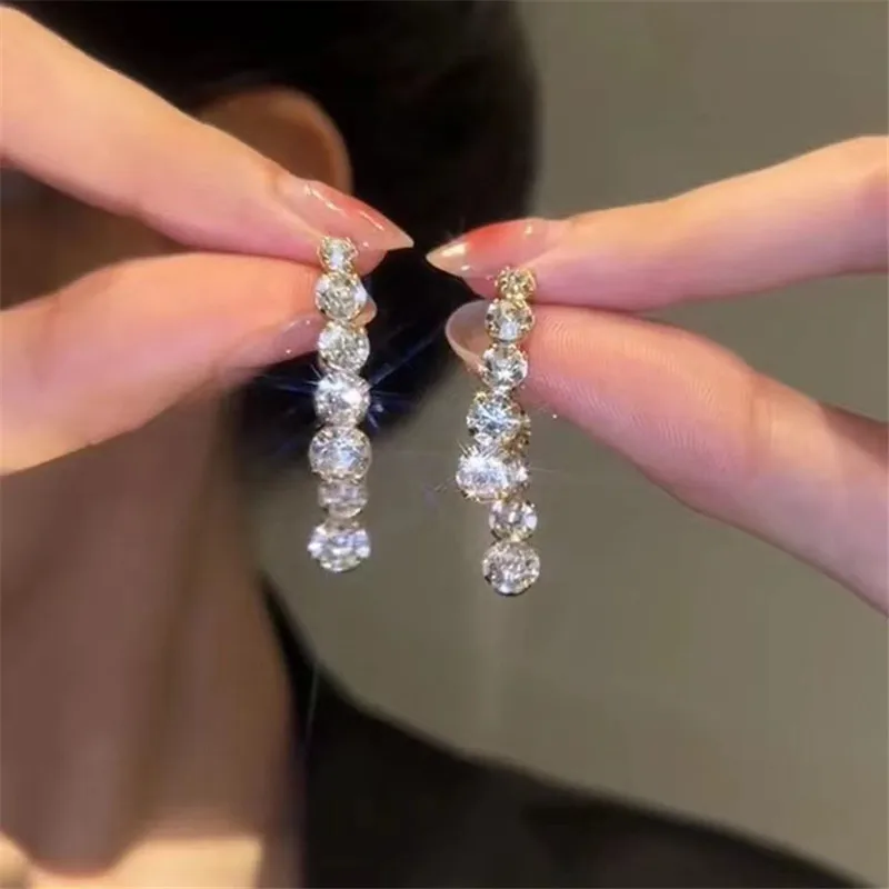 

New Fashion Trend Unique Design Elegant Exquisite Light Luxury Cross Zircon Earrings Women Jewelry Party Premium Gift Wholesale