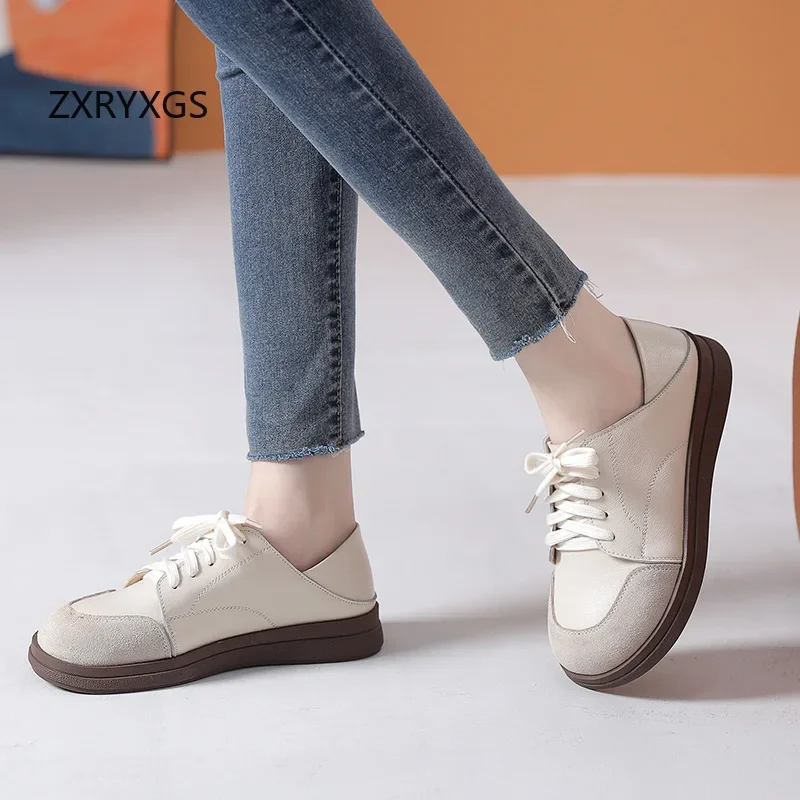 ZXRYXGS Женская обувь из натуральной кожи с цветным заклинанием туфли на плоской
