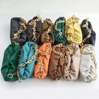 luxury leather ladies handbag high quality thick chain cloud dumpling clutch inside and out leather ladies shoulder bag